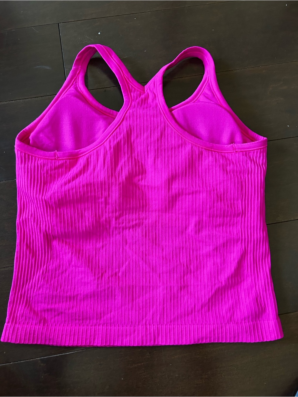 Bright Hot Pink Ribbed Racerback Tank Top - Picture 2 of 3